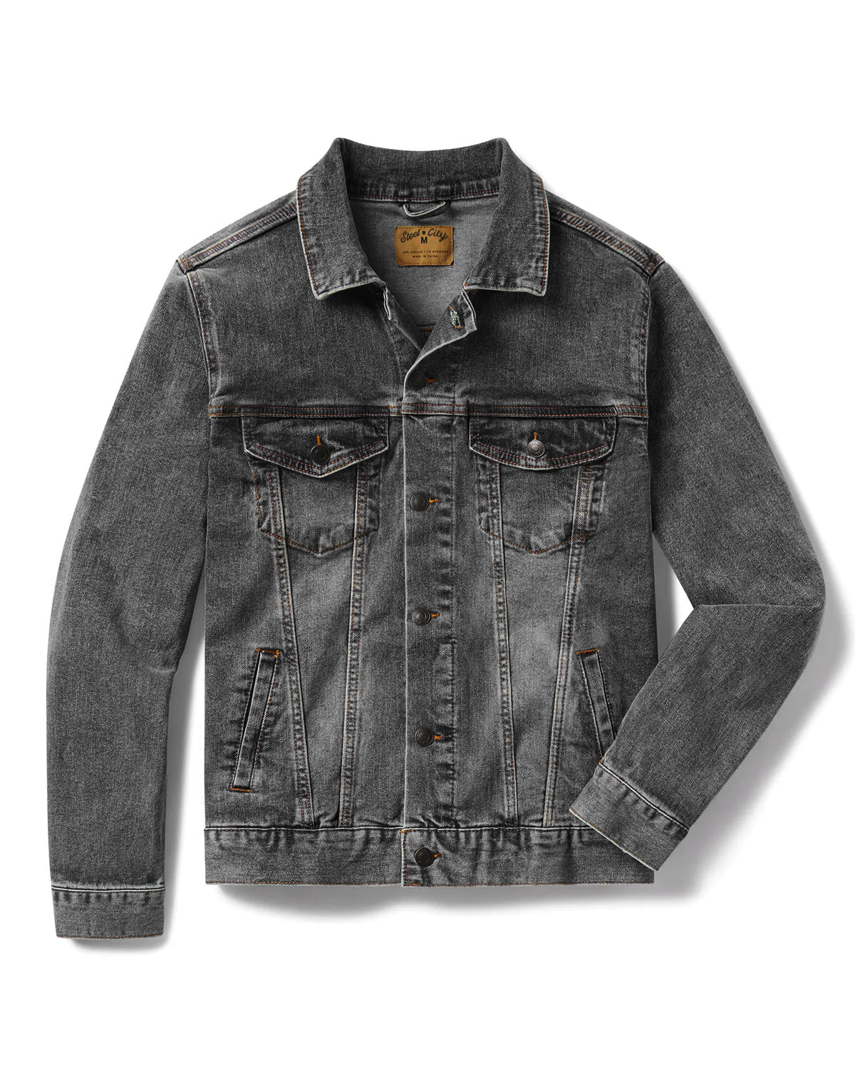 Black and grey denim jacket best sale