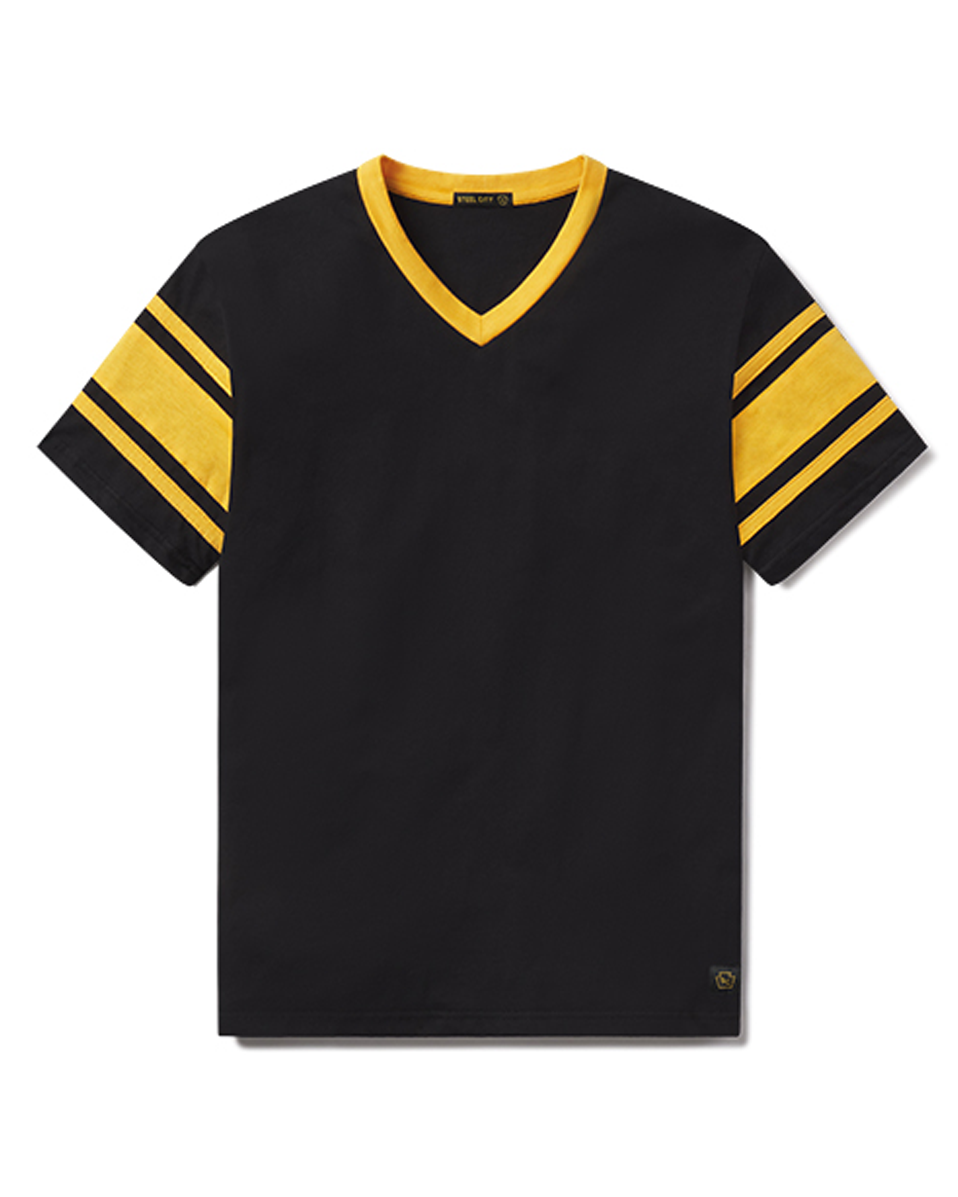 Football V-Neck Tee | Steel City Brand | Striped T-Shirt