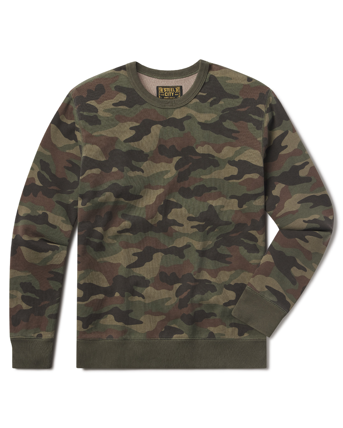 Camo Crewneck Sweatshirt | Steel City | French Terry Crewneck