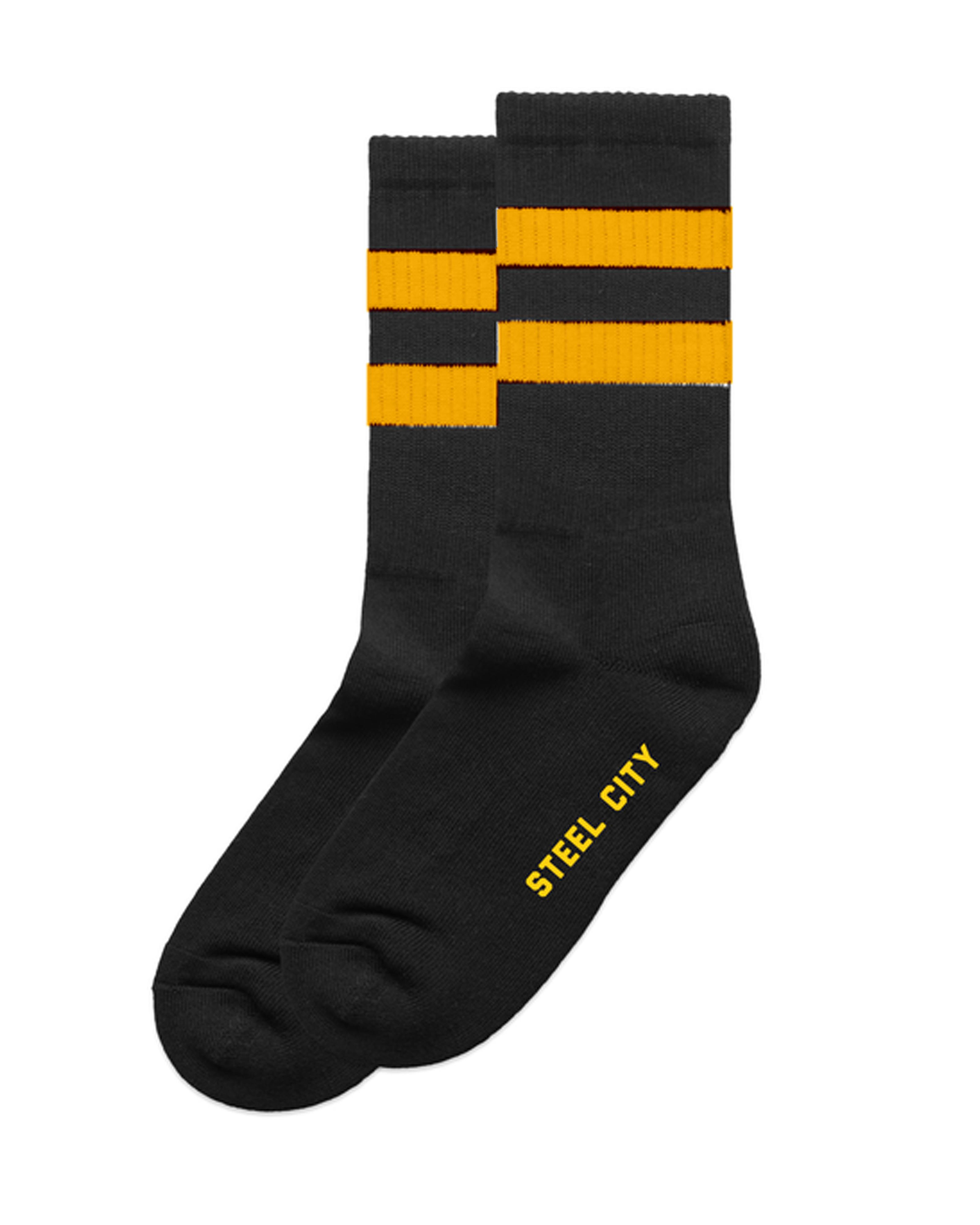 Black and Gold Striped Socks Steel City Brand Gifts Accessories