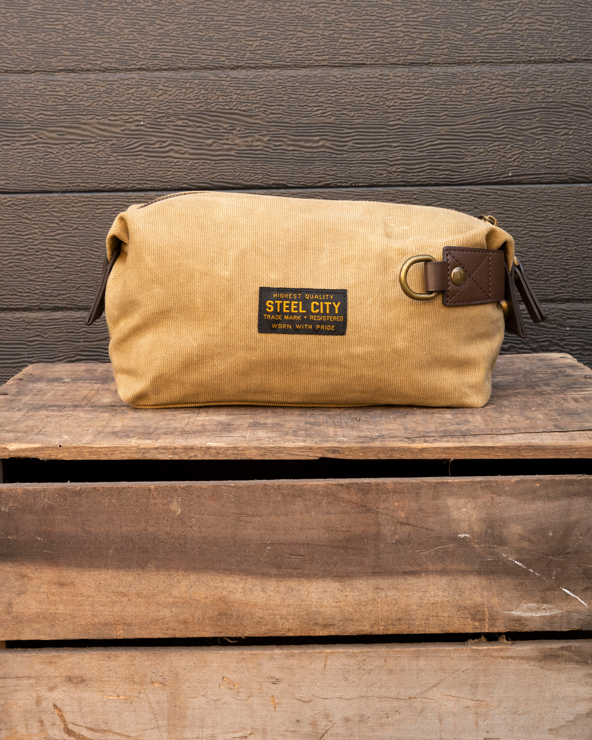 Vintage Oil Waxed Canvas Wash Bag | Steel City Brand | Travel Bag