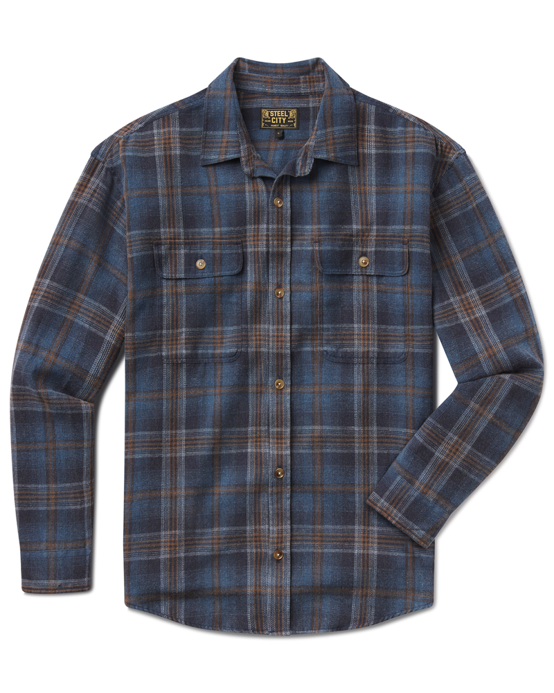 Midweight Flannel Shirt Soft Button Down Pre-Shrunk Steel City