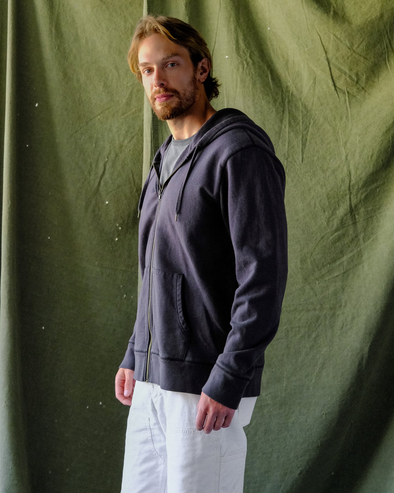 トップス unfil cotton terry hoodie 17.5 oz Terry Cloth Zip-Up Hoodie Sweatshirt - Gray | Olderbest