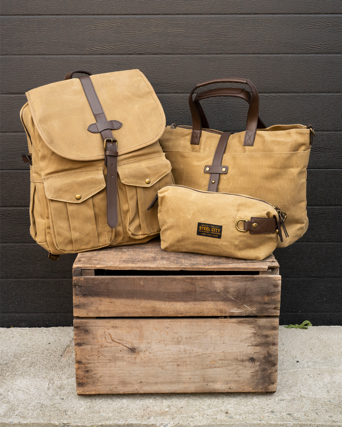Vintage Oil Waxed Canvas Backpack | Steel City Brand | Travel Bag