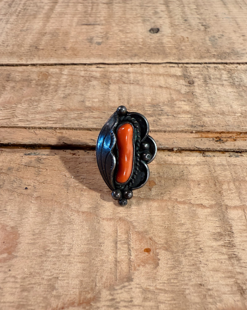 Sterling Silver Navajo Coral Ring