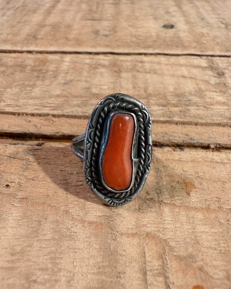Sterling Silver Navajo Coral Ring
