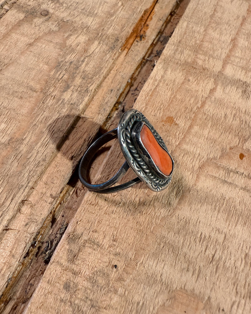 Sterling Silver Navajo Coral Ring