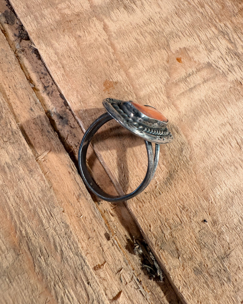 Sterling Silver Navajo Coral Ring