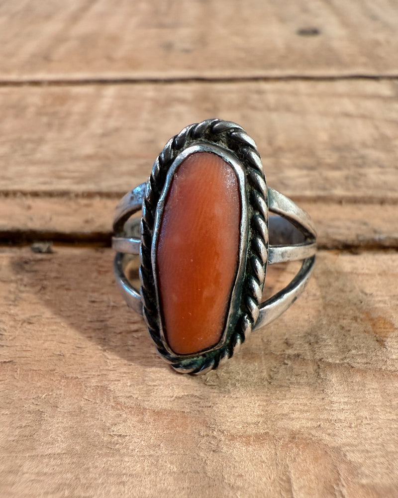 Sterling Silver Navajo Coral Ring