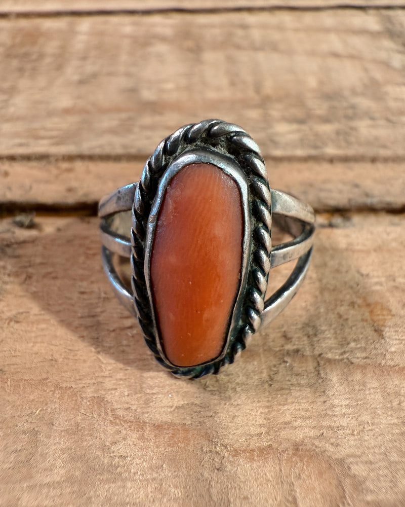 Sterling Silver Navajo Coral Ring