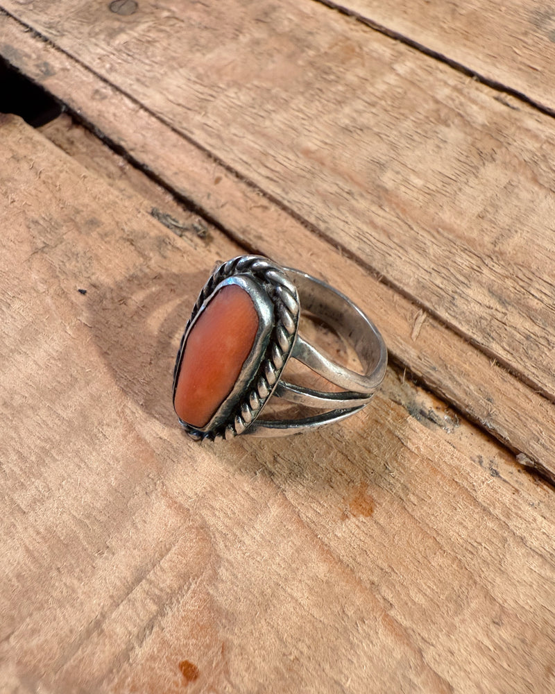 Sterling Silver Navajo Coral Ring