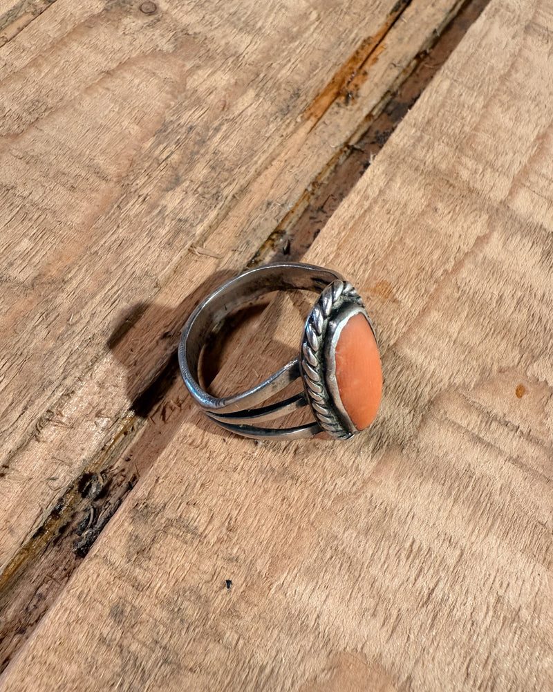 Sterling Silver Navajo Coral Ring