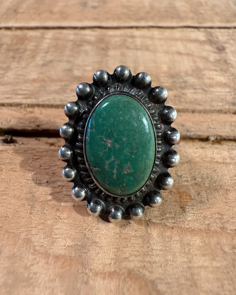 Sterling Silver Navajo Old Pawn Jade Ring