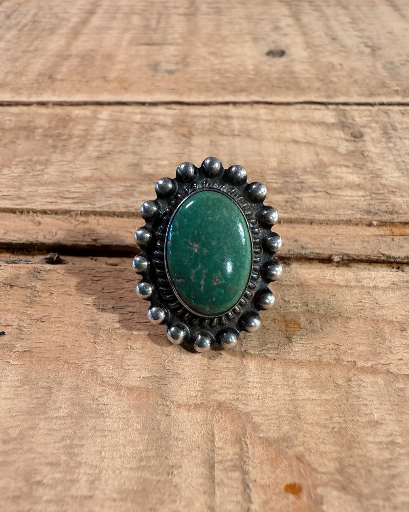 Sterling Silver Navajo Old Pawn Jade Ring
