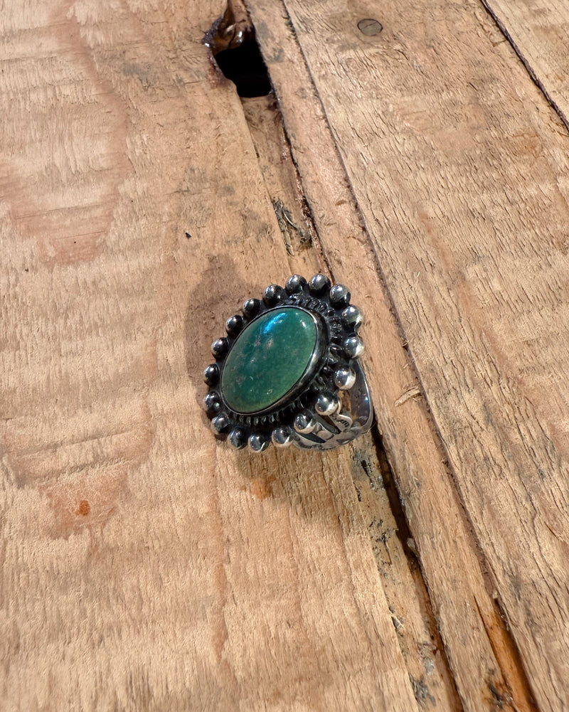 Sterling Silver Navajo Old Pawn Jade Ring