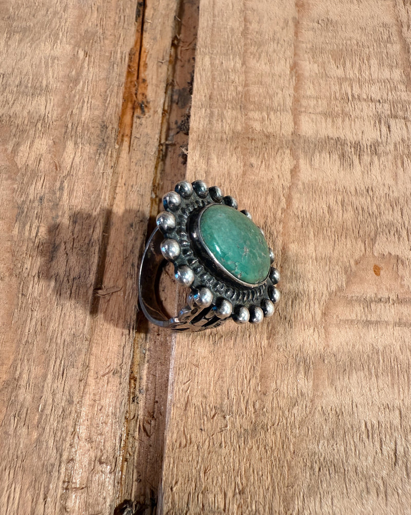Sterling Silver Navajo Old Pawn Jade Ring