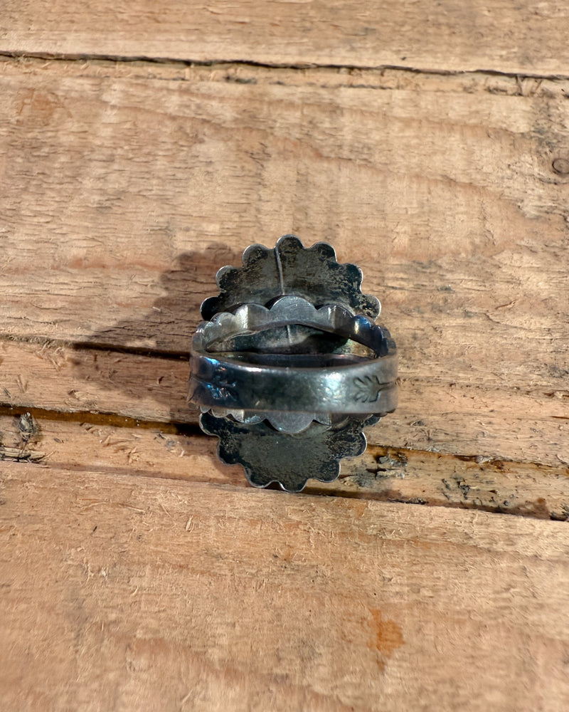 Sterling Silver Navajo Old Pawn Jade Ring