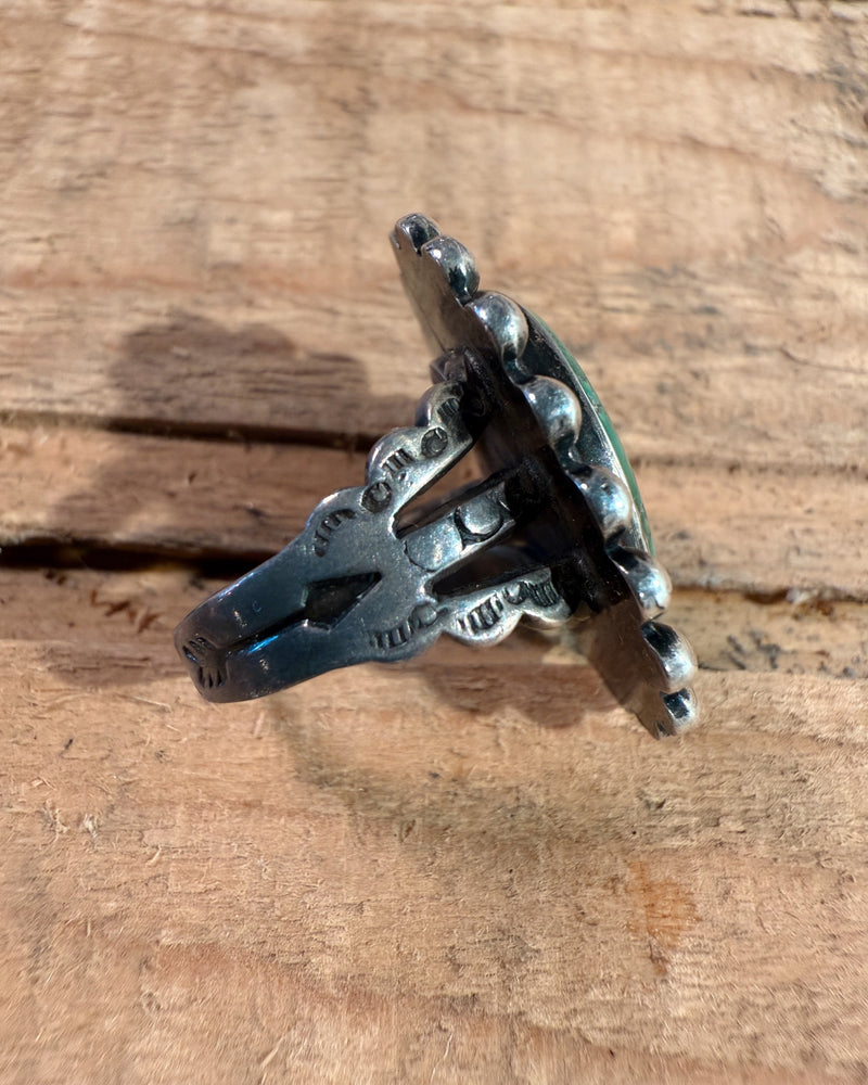 Sterling Silver Navajo Old Pawn Jade Ring