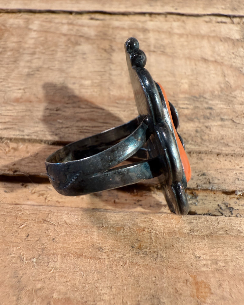 Sterling Silver Navajo Coral Ring