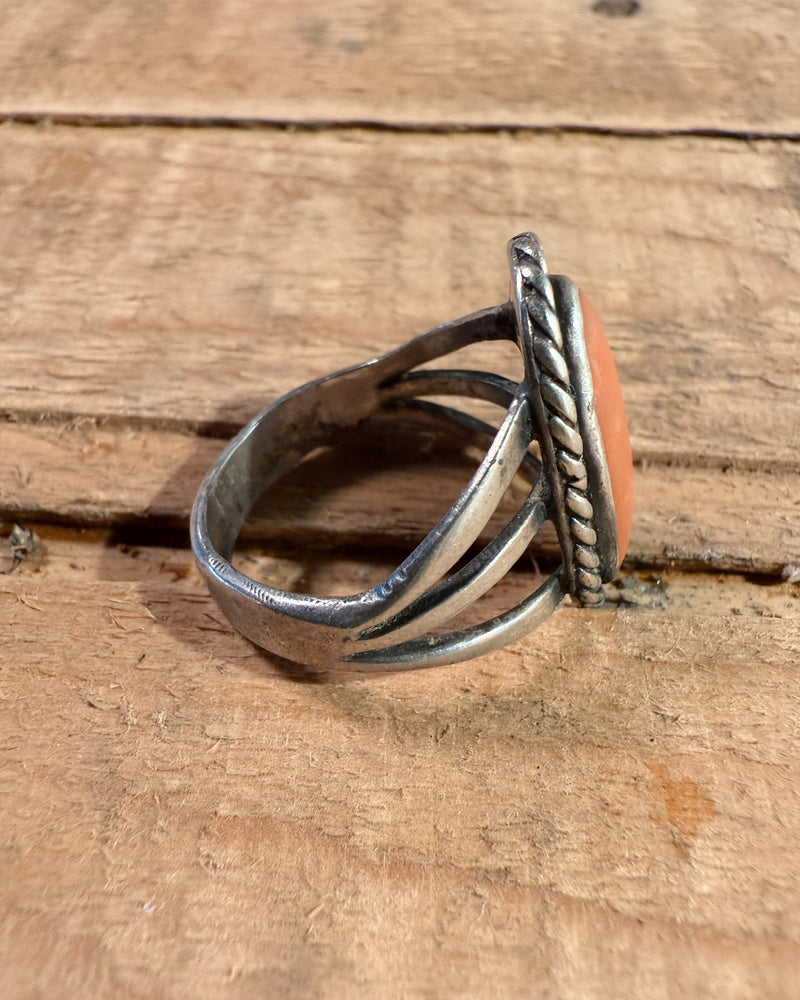 Sterling Silver Navajo Coral Ring
