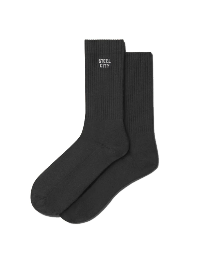 Steel City Logo Socks Black Steel City Brand Pittsburgh One Size Gray