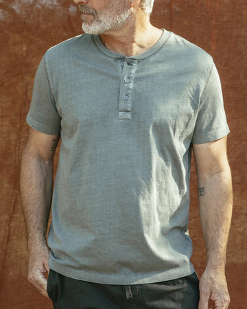 Henley Tee | Steel City Brand | Basic T-Shirt | Soft Garment Dyed