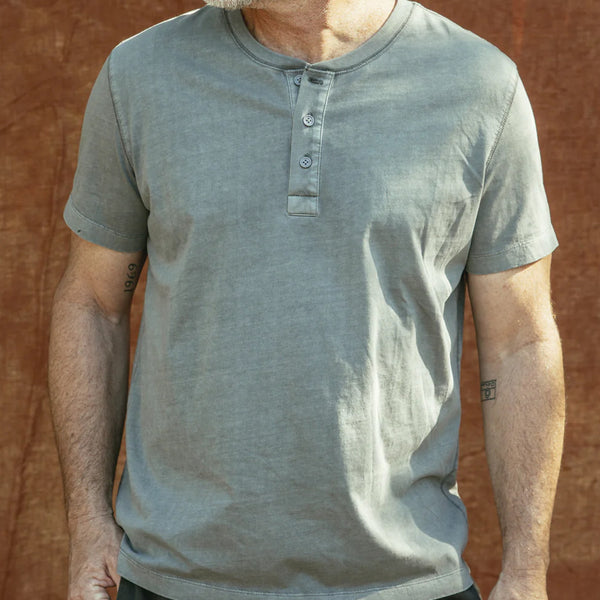 Henley Tee | Steel City Brand | Basic T-Shirt | Soft Garment Dyed