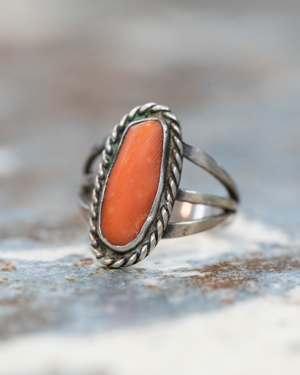Sterling Silver Navajo Coral Ring