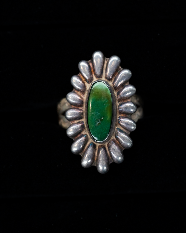 Sterling Silver Navajo Old Pawn Jade Ring