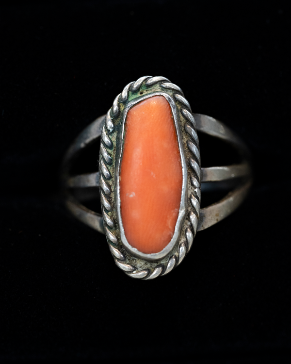 Sterling Silver Navajo Coral Ring