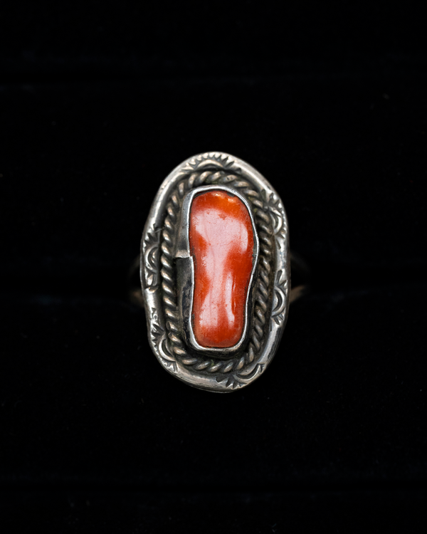 Sterling Silver Navajo Coral Ring