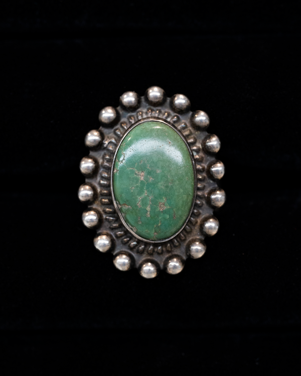 Sterling Silver Navajo Old Pawn Jade Ring