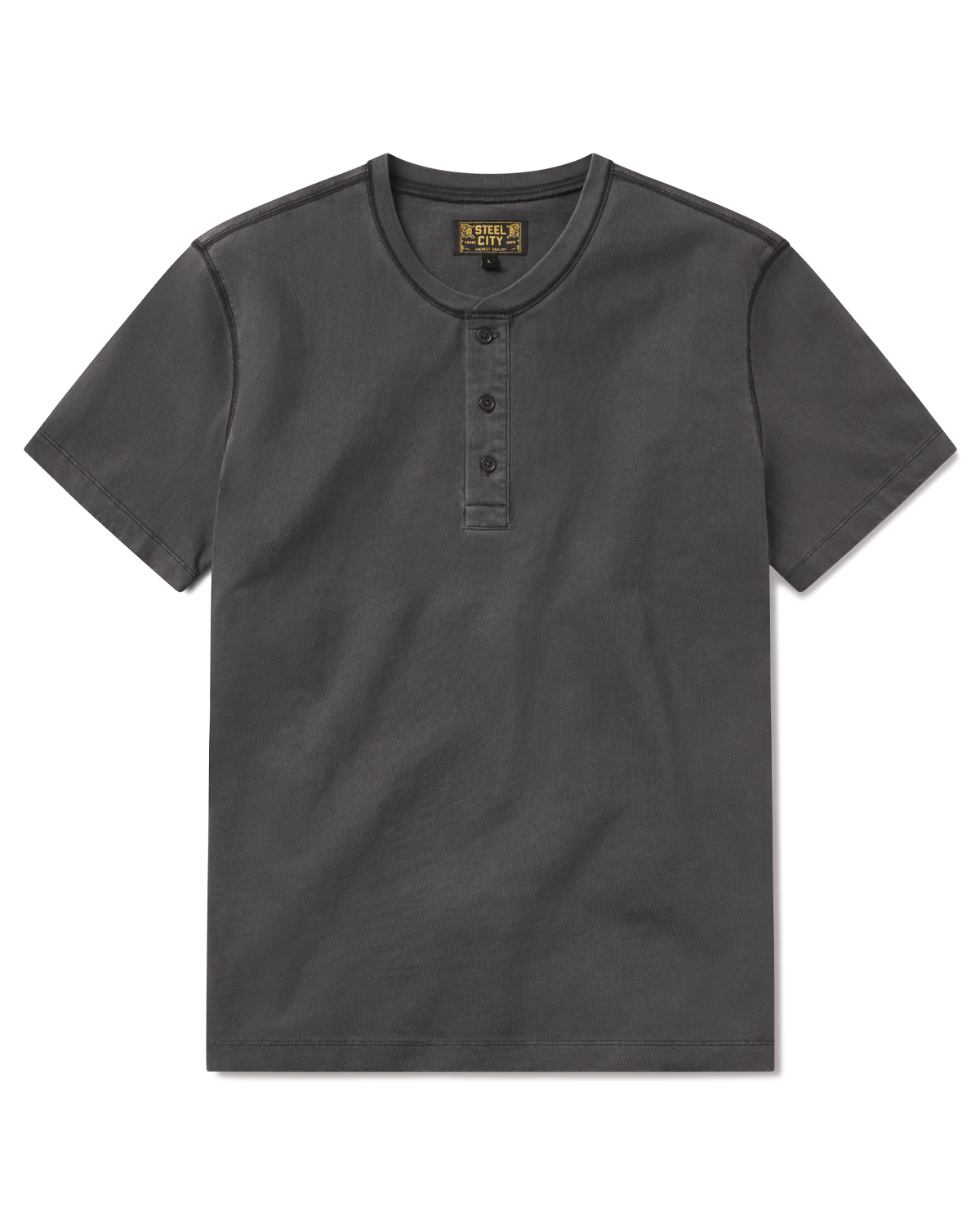 Henley Tee | Steel City Brand | Basic T-Shirt | Soft Garment Dyed