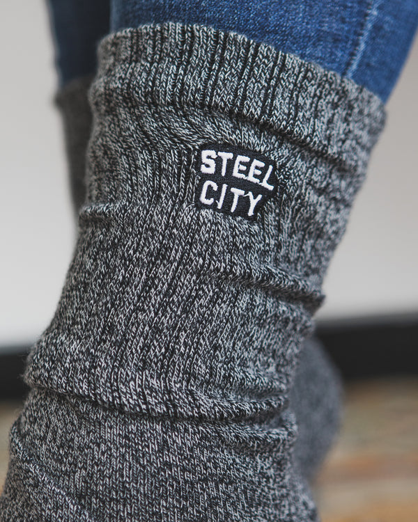 Steel City Detail on Marled Gray Socks